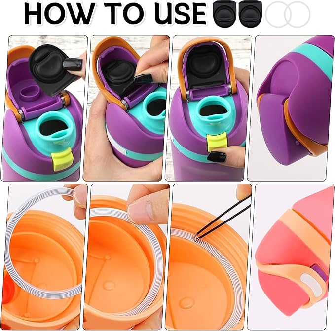 2 Sets Replacement Stopper and O Ring Gasket Compatible with Owala FreeSip 24oz 32oz,Water Bottle Lid Insert Cap Rubber Seal Parts for Owala 16/19/24/32/40oz Mouthpiece Accessories F6 Frokolla