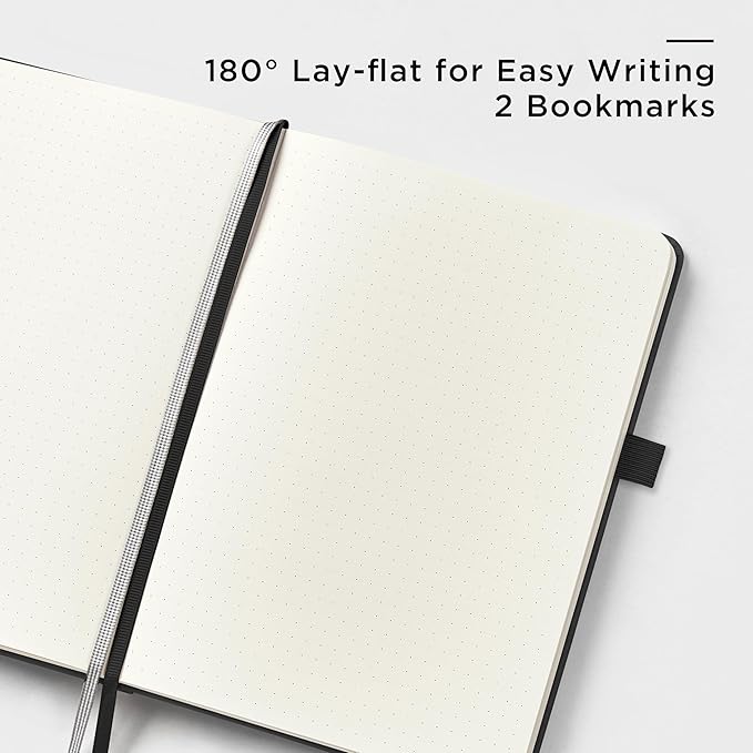 &And Per Se Dotted Journal Notebook (5 Packs), A5 Hardcover Leather Dotted Journal, 160 Pages 100 gsm Thick Paper, 3 Sheets of Stickers Included- 5.7'' x 8'' (Black - Bloomnest