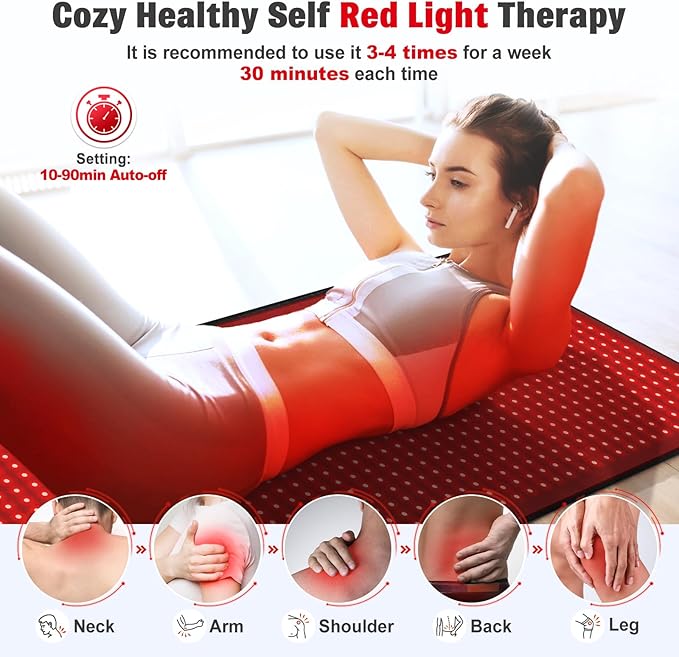 Red Light Therapy Mat for Body, 71"x 31" Red Light Therapy Blanket Red Near Infrared 660nm 850nm Full Body Pad, 1280 LEDs Infrared Light Therapy for Body for Pain Relief, Improved Sleep GMOWNW