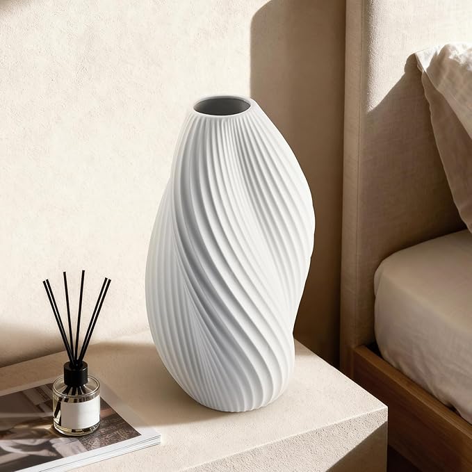 RONDURE 11.9" Modern Ceramic Table Lamp, Fully Dimmable Modern Bedside Lamps for Bedroom, Living Room and Nightstand, White Translucent Ceramic Shade, Warm Ambient Lighting, Corded, Bulb Included - Bloomnest