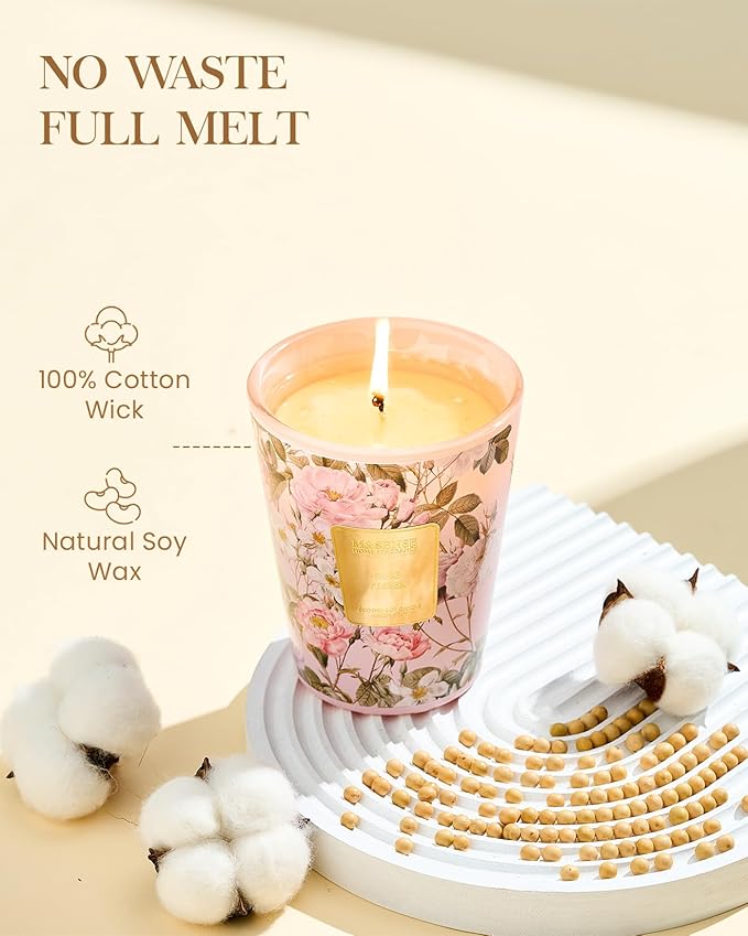 M&SENSE Rose Amber Scented Natural Soy Wax Candle, 14.1oz 60 Hours Long Lasting Slow Burning Candles for Home Decor, Aromatherapy Candle for Stress Relief - Bloomnest