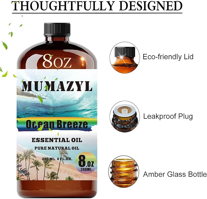 Ocean Breeze Essential Oil, Ocean Breeze Oil 8 Fl Oz 240ML for Diffuser Humidifier Yoga Cleaning DIY Candle Soap Making Fragrance Oils - Bloomnest