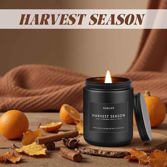 Fall Candle - Harvest Season Scented Candles, Fall Soy Candle for Home Decor, 7 oz Natural Soy Wax – Long-Lasting Autumn Candles, Aromatherapy Gift for Women & Thanksgiving, 7oz - Bloomnest