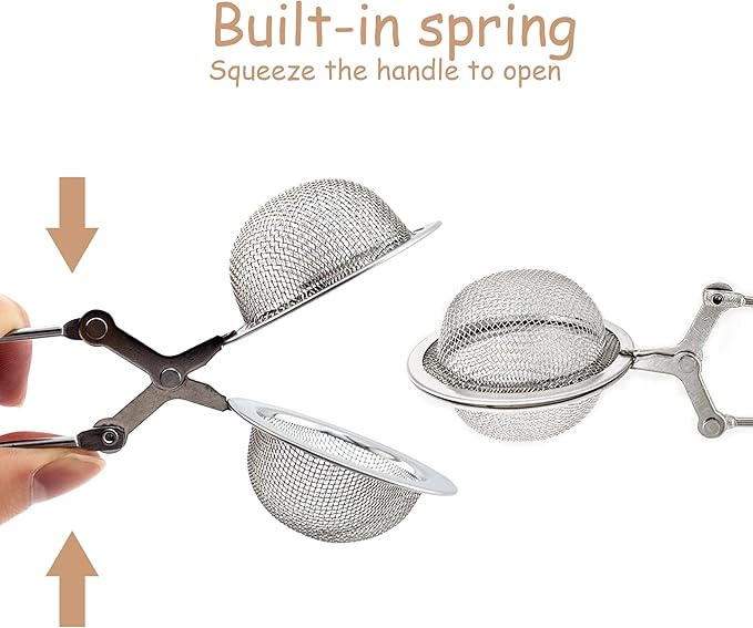 3 Pack Snap Ball Tea Strainers with Handle, Premium Stainless Steel Fine Mesh Loose Tea Ball Infusers Steepers for Herbal Spices Seasonings - Bloomnest