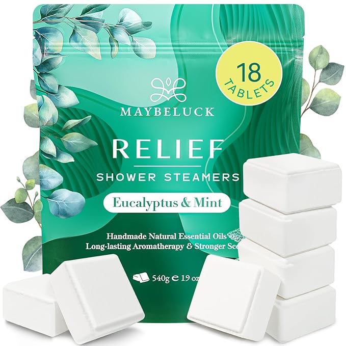 Eucalyptus Mint Shower Steamers 18 Pack - Eucalyptus for Shower, Valentines Day Gifts for Him & Her, Natural Essential Oil Bombs for Home Spa & Self Care Relaxation, Includes Easy Opener