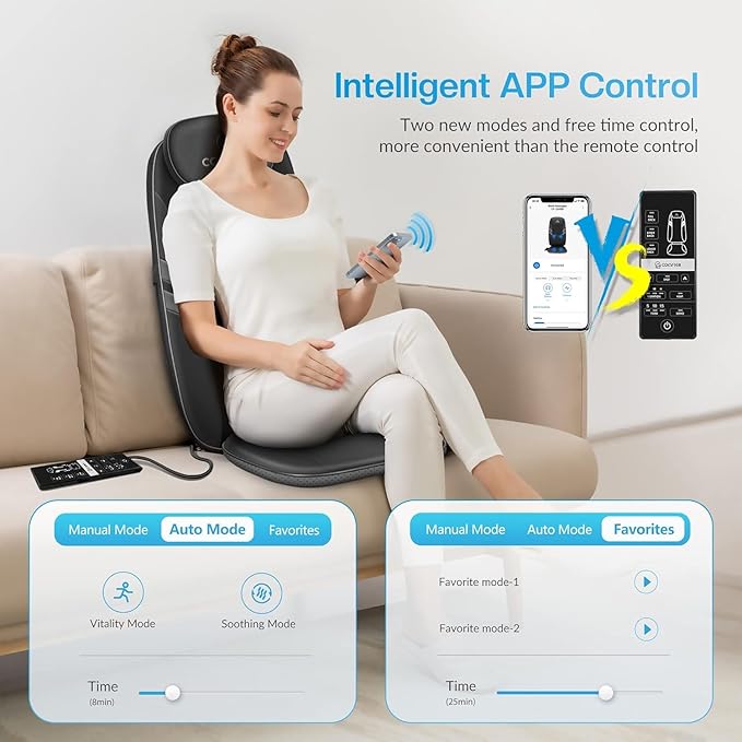COMFIER Back Massager for Back Pain,APP Control, Shiatsu Massage Chair Pad,Electric Chair Massagers with Heat,Seat Cushion for Office,Home,Ideal Gifts for Mom,Dad,Him,Her - Bloomnest