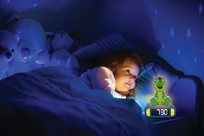 LEXiBOOK - Dinosaur Nightlight Alarm Clock, Clock, Alarm Clock for Boys and Girls, Snooze, Blue/Green - RL800DINO - Bloomnest