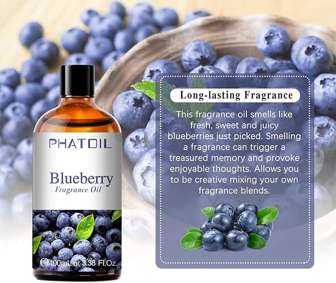 PHATOIL 3.38FL.OZ Blueberry Fragrance Oils for Aromatherapy, Essential Oils for Diffusers for Home, Perfect for Diffuser, Yoga, Skin Care, DIY Candle and Soap Making - 100ml - Bloomnest