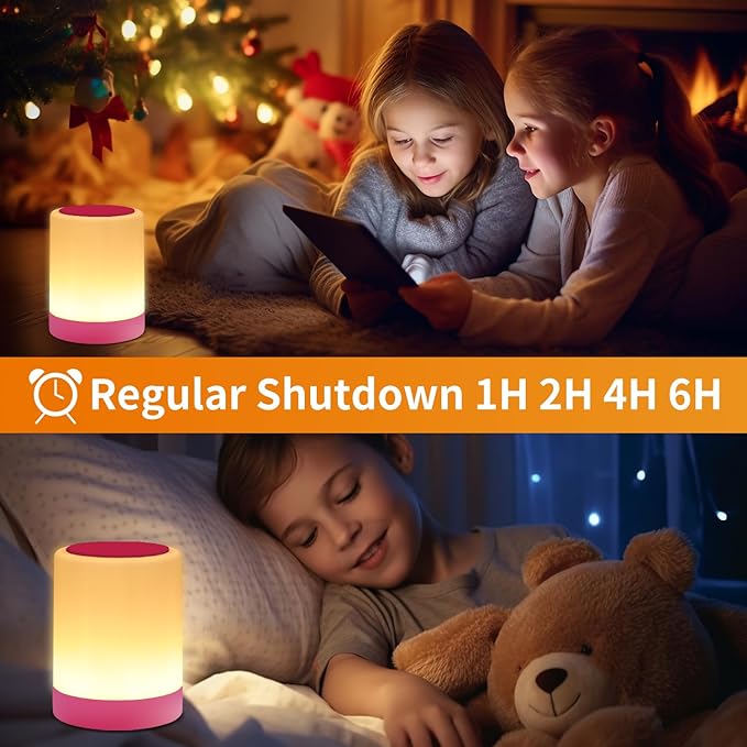 OORUN Touch Bedside Table Lamp,13 RGB Colors & 5 Brightness, USB Rechargeable Desk Lamp, Remote Control Dimmable Night Light with RGB Color Changing,Portable Lamp for Baby, Bedroom, Living Room (Pink) - Bloomnest