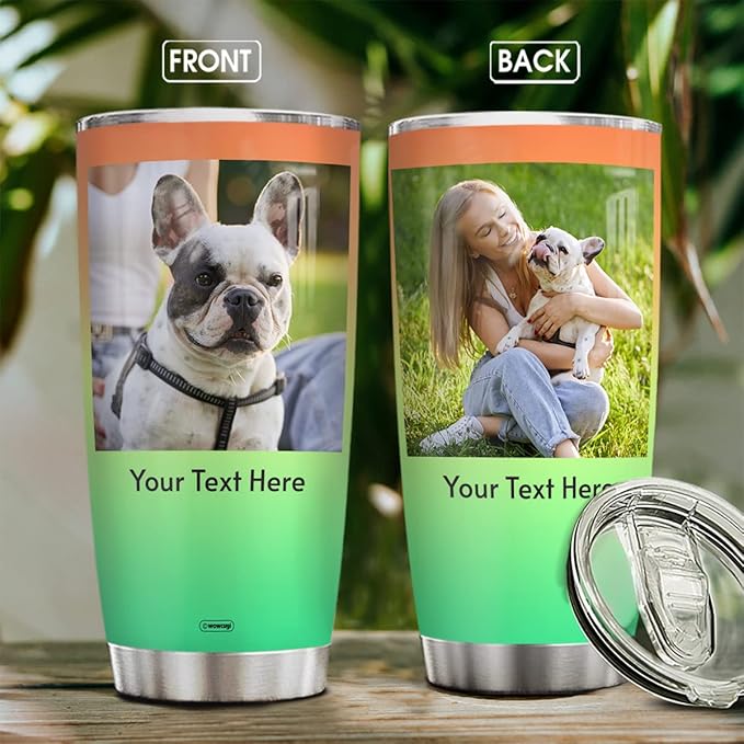 wowcugi Personalized Tumbler With Picture Stainless Steel 20oz 30oz Travel Cup Custom Photo Tumbler Gifts for Dog Cat Pet Lovers Mom Dad Grandpa Grandma Birthday Christmas Mother's Day Father's Day - Bloomnest
