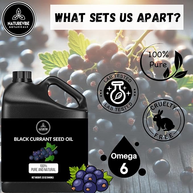 Naturevibe Botanicals Black Currant Oil 32 Ounces | 100% Pure and Natural | Great for Skin Care and Hair Care - Bloomnest