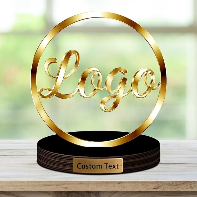 Personalized Acrylic Business Company Logo Statue Sign Plaque,Custom Photo Picture Office Store Company Logo Signage Sculpture Decor with Picture Text Logo for Business - Bloomnest