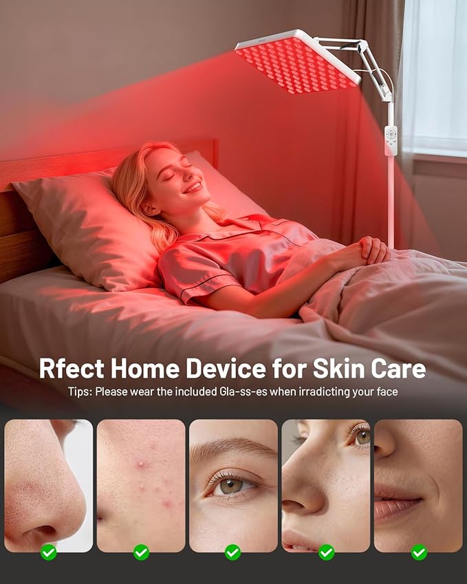 SUXIO Red Light Therapy for Face & Body, 165 Red LED Therapy Lamp, Red Light Therapy Panel with Remote, Deep 660nm - 820nm Near Infrared Light Therapy for Body SUXIO