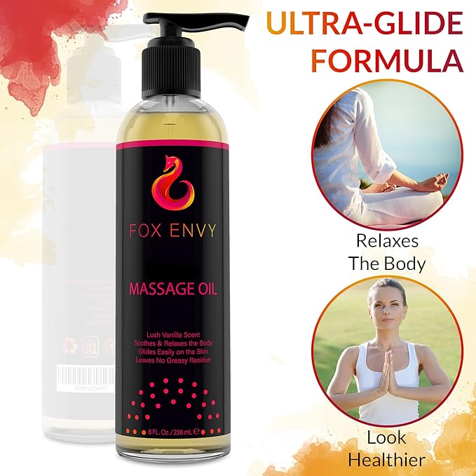 Body Massage Oil: Massage Oil for Massage Therapy, Premium Massaging Oil-Lush Vanilla Scent with Jojoba & Coconut, Therapeutic Oil 1Bottle, 8 fl oz - Bloomnest