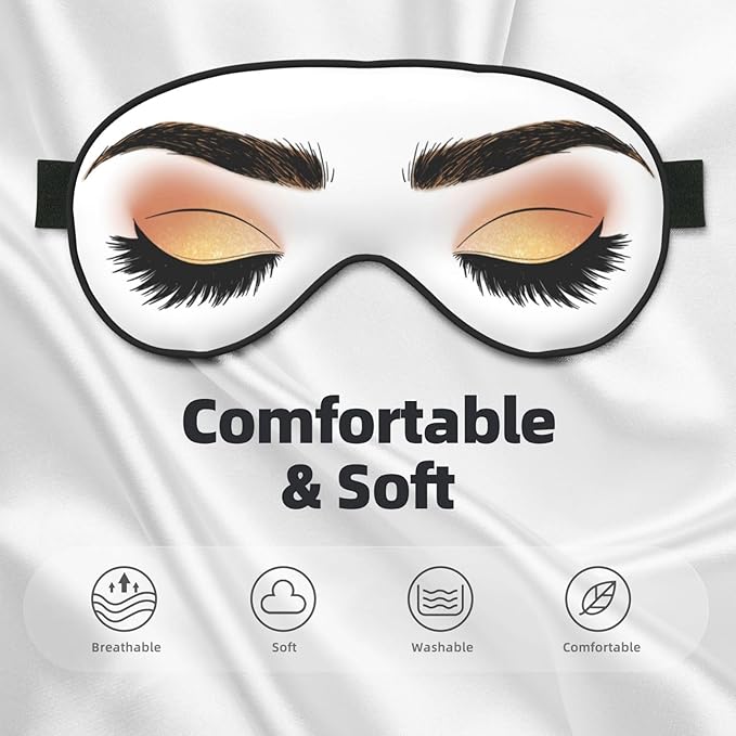 Sleep Eye Mask Yellow Glitter Eyeshadow Sleep Mask for Women Men Comfortable Eye Mask with Adjustable Strap Soft Eye Cover Blindfold for Travel Yoga Nap Shift Work - Bloomnest