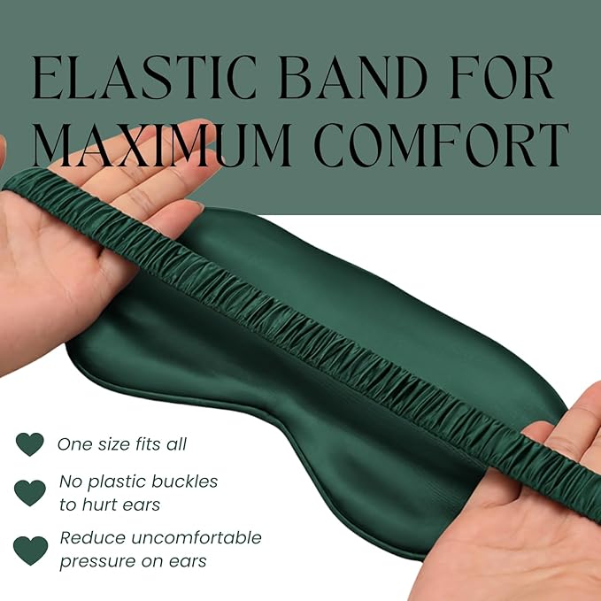 Silk Satin Sleeping Eye Mask, Green Sleep Eye Night Blindfold for Women and Men, Soft Breathable Blackout Eyeshade Eye Cover for Travel, Wedding Bridesmaid Gift - Bloomnest