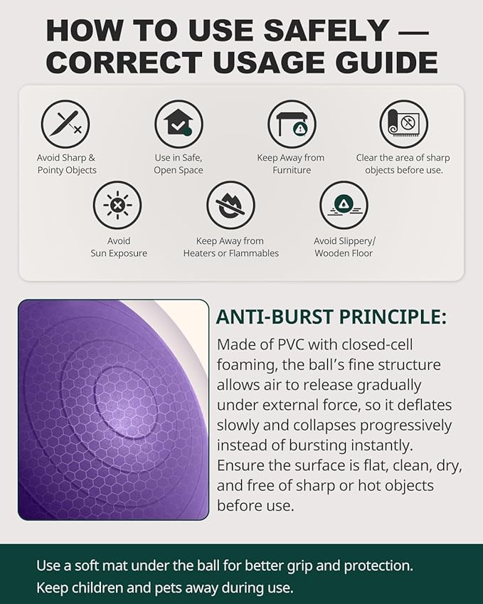 Trideer Exercise Ball for Yoga, Pilates & Fitness – Stability Ball Equipment for Home Gym & Office Chair, Core & Balance Training Accessories, Physical Therapy Equipment, Quick Pump Included, 5 Sizes - Bloomnest