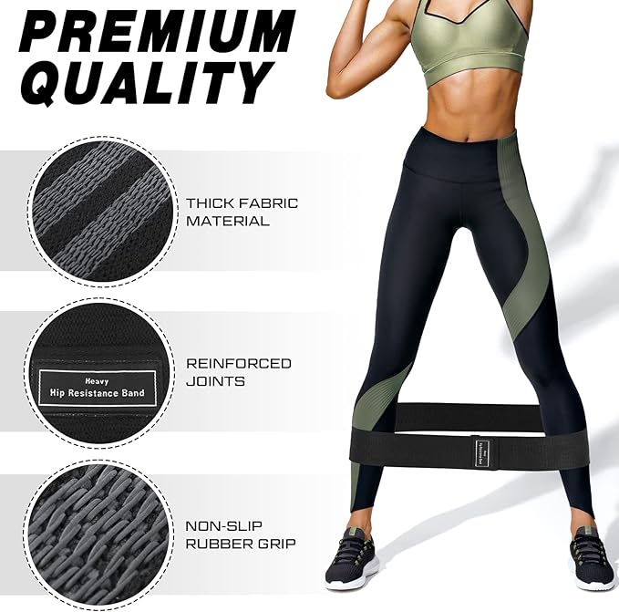 12 Pcs Fabric Resistance Bands for Working Out Booty Workout Stretch Exercise Bands Non Slip for Legs Squat Resistance Loop for Women Men Starter Butt Hip Thigh Fitness - Bloomnest