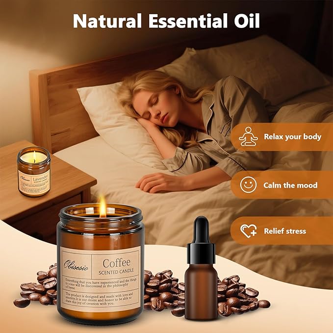 Scented Coffee Candle, Candles for Home Scented, Candles Clearance for Women, Aromatherapy Jar Candles Gift for Home(Amber Jar, Coffee) - Bloomnest