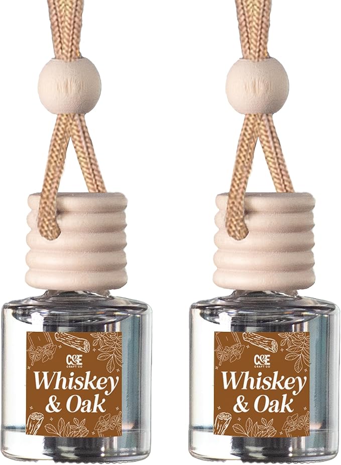 CANDECraftCo Car Air Hanging Fragrance Oil, Car Auto Freshener for Essential Oils, Scents Fragrance Aromatherapy Automobile Diffuser, Long Lasting (Whiskey & Oak) - Bloomnest