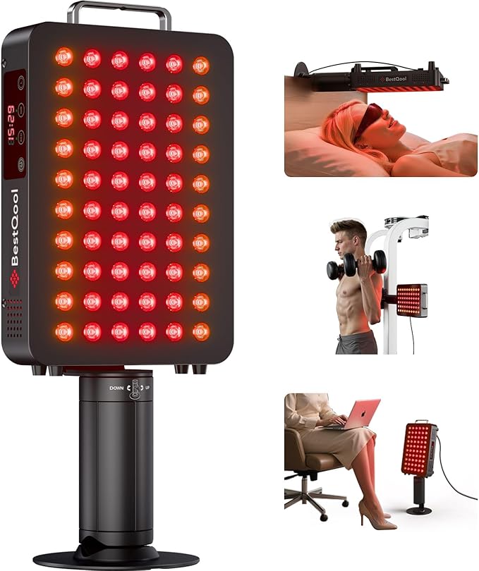 BestQool Red Light Therapy, 6 Wavelengths Infrared Light Therapy with Stand, Elite Grade 60 LED Dual Chip Red Light Therapy for Face, Body, Infrared and Red Light Therapy Panel, Red Light Lamp, 140W