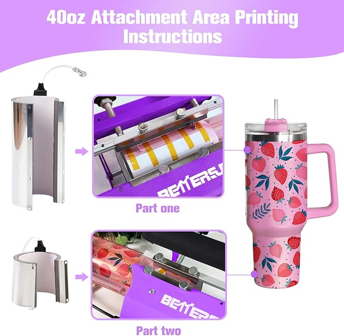 BetterSub 3in1 40 OZ Tumbler Mug Heat Press Machine 30 OZ 20 OZ 16 OZ Sublimation Straight Skinny Tumbler Mug,11 OZ 15 OZ 16 OZ Sublimation Mug Heat Transfer Purple - Bloomnest