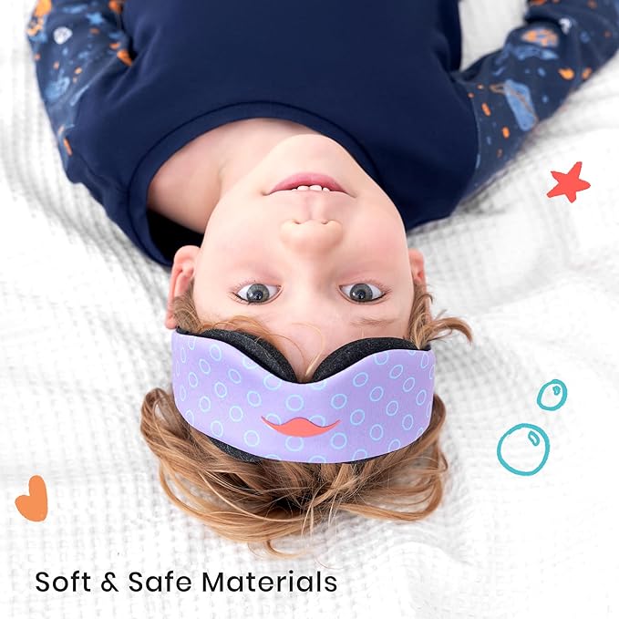 Manta Kids Sleep Mask - Comfy & Cute Blackout Sleeping Mask with Adjustable Eye Cups, Soft & Breathable Machine Washable Kids Eye Mask for Girls, Boys, Toddler Aged 6+ (Periwinkle) - Bloomnest