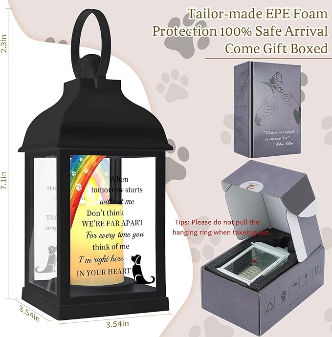 Dog Memorial Gifts with Remote - Sympathy Bereavement Gifts for Loss of Dog, Rainbow Bridge Memorial Lantern for Grieving Pet Owner - Bloomnest