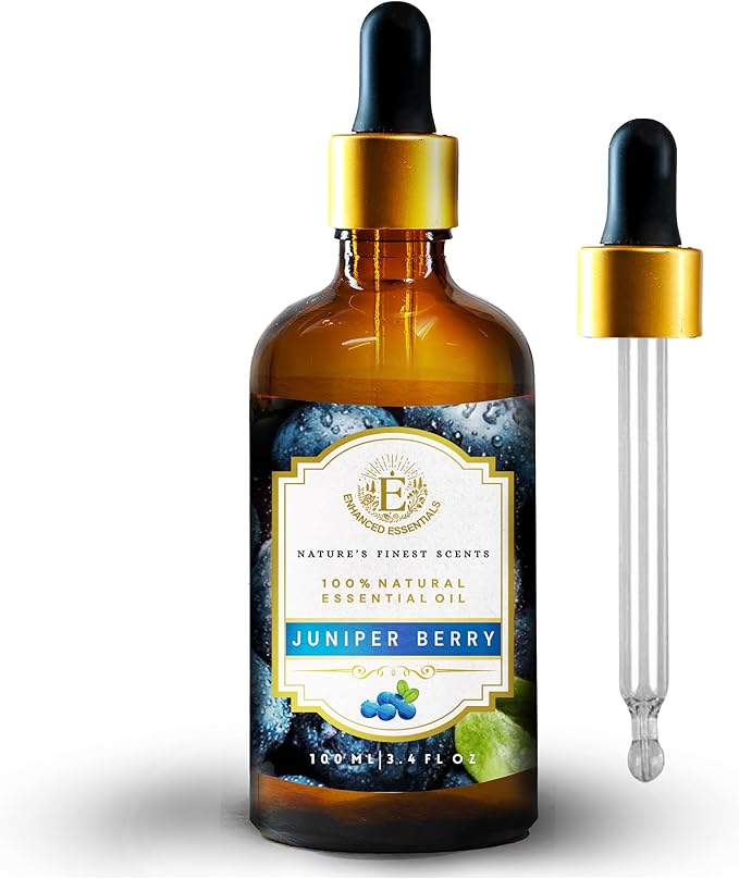 Luxurious Juniper Berry Essential Oil by Enhanced Essentials| Slow Distilled & Pure| for Home,Diffusers,Skin & Hair Care,Aromatherapy,Bath,Perfume,Soap & Candle Making|with Glass Dropper|100 ml Bloomnest