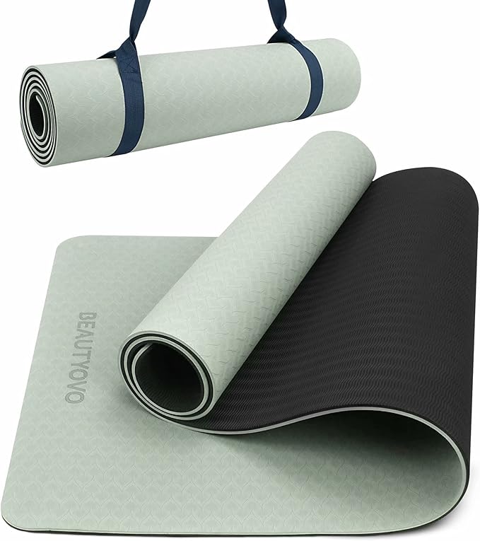 BEAUTYOVO Yoga Mat with Strap, 1/3 Inch Extra Thick Yoga Mat Double-sided Non Slip, Professional TPE Yoga Mats for Women Men, Workout Mat for Yoga, Pilates and Floor Exercises - Bloomnest