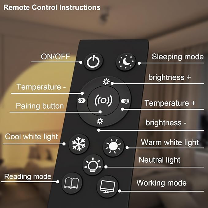 Tree Floor Lamp with Remote, Dimmable 3 Rotatable LED Lights, 5 Color Temperatures, 63" Modern Standing Lamp for Living Room, Bedroom, Office Reading Light - Bloomnest