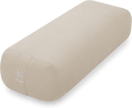 Yoga Meditation Cushion, 25" x 12" Rectangular Bolster with Organic Cotton Cover - Bloomnest