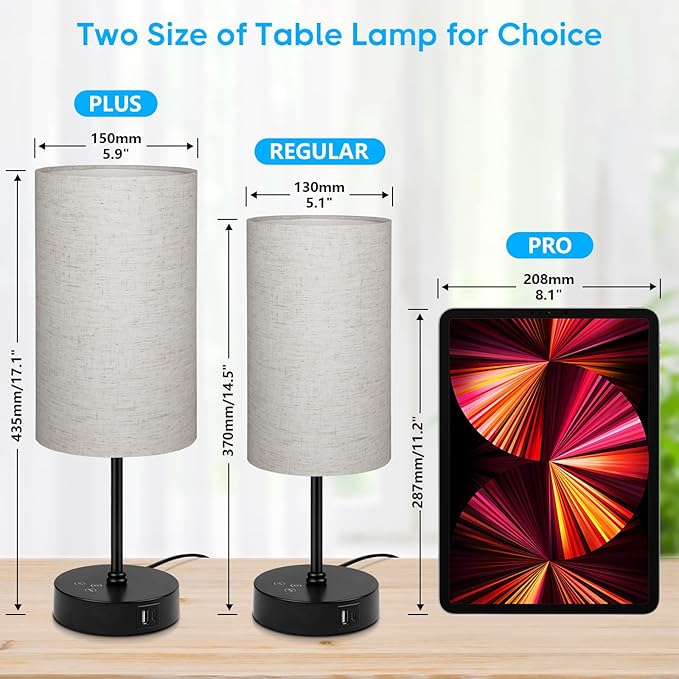 Unicozin 17Inch Table Lamp, 3 CCT 3000K/4500K/6500K & RGB Color Changing, Stepless Dimmable Bedside Lamp for Reading, Ambience Nightstand Light for Home Decor Party, Beige Shade - Bloomnest