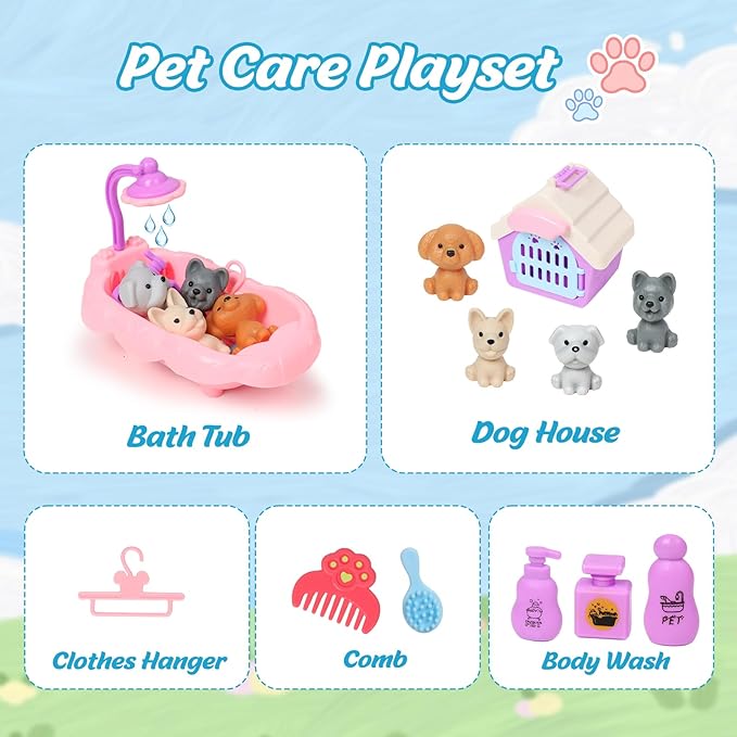 Bath Bombs for Kids with Toys Inside for Girls Boys, 12 Pack Kids Bath Bombs with Surprise Dog Pretend Playset, Handmade Bubble Bath Fizzies Birthday Christmas Gift Set - Bloomnest