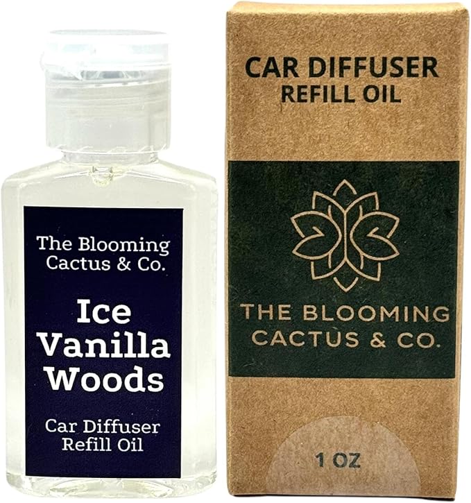 Car Air Freshener Hanging, Essential Oil Diffuser for Cars 1 OZ, Cute Car Accessories, C ar Air Freshener Refill, Long-Lasting Fragrance Refill, Car Diffuser Refill Made in USA | Iced Vanilla Woods - Bloomnest