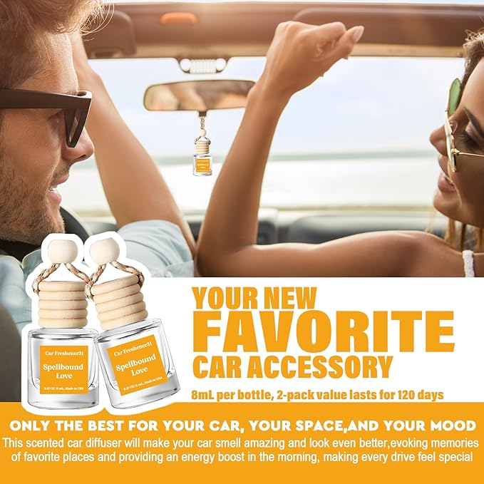 C Classy Car Air Freshener Hanging 2 Pack, Spellbound Essential Oil Diffuser for Cars, Long-Lasting Fragrance, Cute Car Accessories, C ar Air Fresheners for Women & Men Gift, Made in USA - Bloomnest