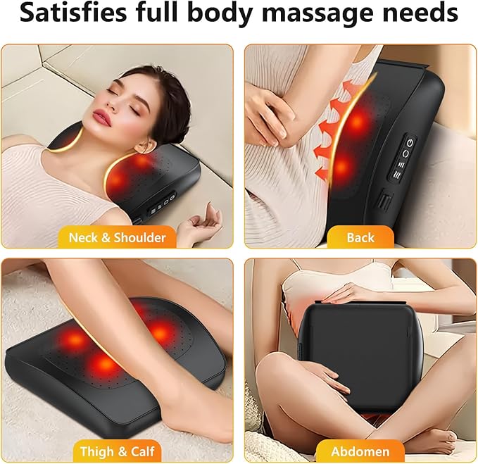 Back Massager,Back and Neck Massager with Heat,Shiatsu Deep Tissue Back Massager,Electric Massage Pillow for Shoulders,Legs,Foot,Body Muscle Relief,Neck Massager for Women/Men/Dad/Mom - Bloomnest