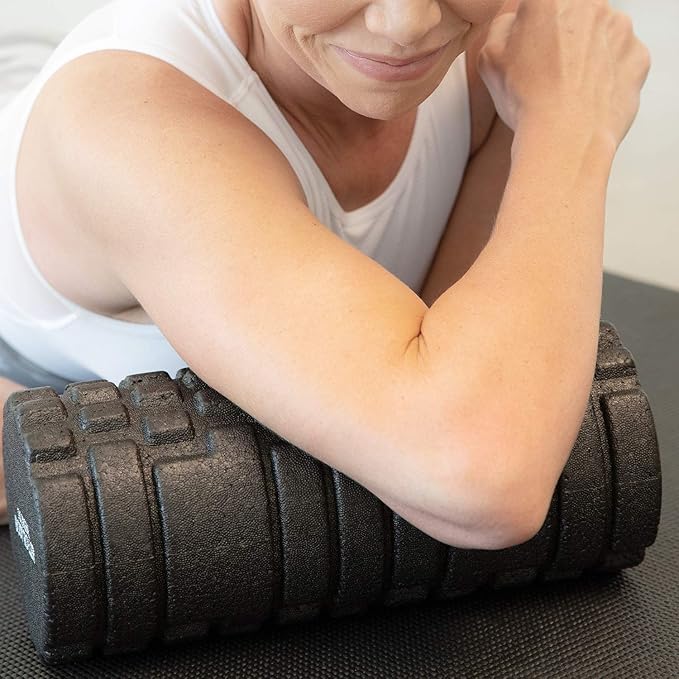 High Density Foam Roller Massager for Deep Tissue Massage of The Back and Leg Muscles - Self Myofascial Release of Painful Trigger Point Muscle Adhesions - 13" Black - Bloomnest