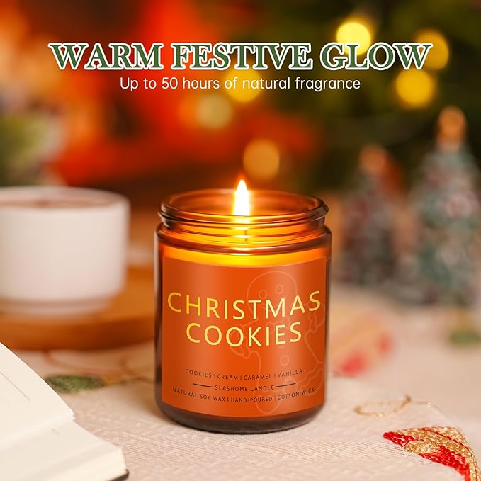 Christmas & Winter Candle Gift Set, 6 Pack 7oz Soy Scented Candles for Home, Holiday & Birthday Gift for Women & Men, Balsam Cedar, Christmas Cookies & Spices, Apple Cider, Hot Cocoa & Hello Winter - Bloomnest