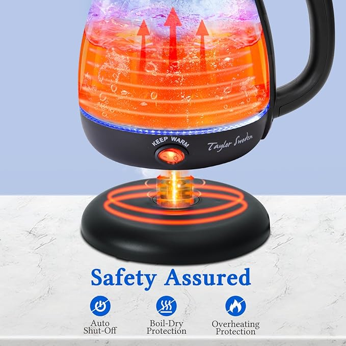 Taylor Swoden Electric Kettle with Tea Infuser, 1L Small Electric Tea Kettle with Keep Warm, LED Light Hot Water Boiler & Heater for Coffee & Teas, Auto Shut-Off & Boil Dry Protection, BPA Free, Black