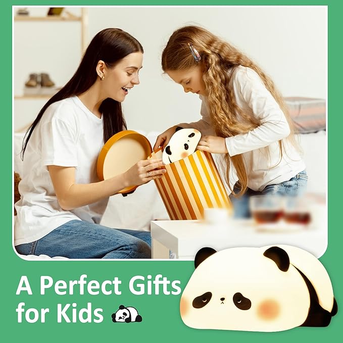 Attivolife Panda Night Light, Cute Animal Squishy Silicone Touch Lamp, Rechargeable Dim Timer LED Nightlight, Feeding Room Bedside Decor, Best Birthday Gifts for Women Girlfriend - Bloomnest