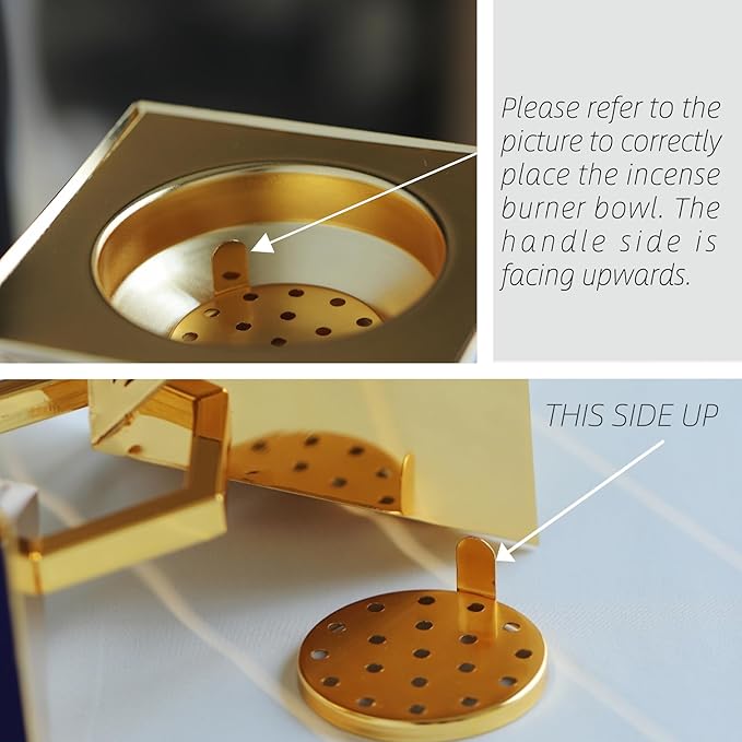 Geometric Charcoal Incense Burner Holder- Gold Electroplated Metal Burner with Anti-Oxidation Coating, Premium Bakhoor Burner for Home Decor and Meditation, Unique Triangle Design Spiritual Gift - Bloomnest