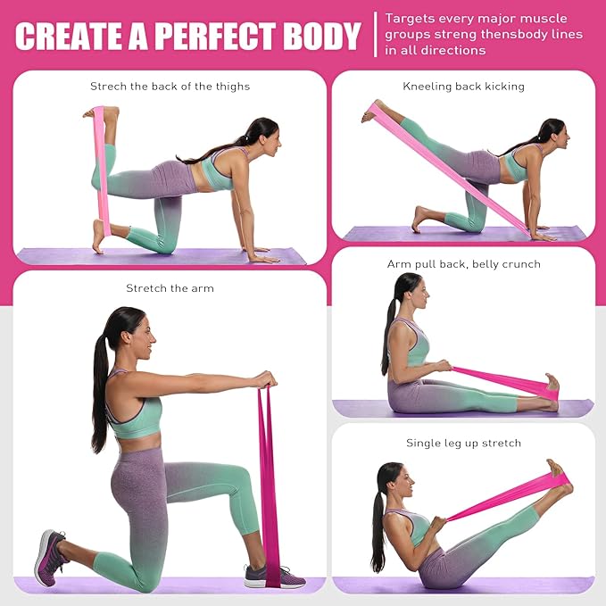 Resistance Bands, Exercise Bands, Physical Therapy Bands for Strength Training, Yoga, Pilates, Stretch Elastic Band with Different Strengths, Workout Bands for Home Gym - Bloomnest