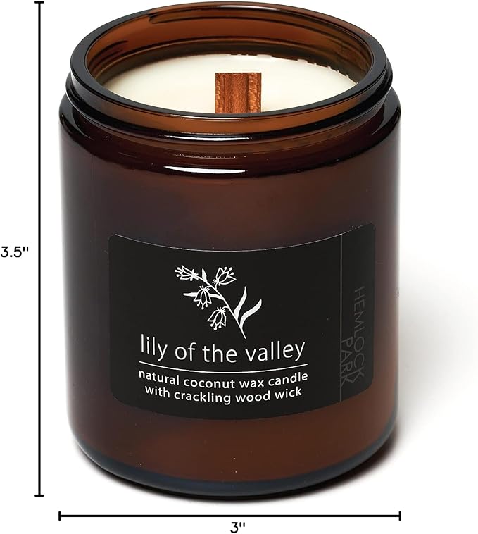 Hemlock Park Crackling Wood Wick Candle Handcrafted with Natural Coconut Wax (Large 16 oz, Lily of The Valley) - Bloomnest