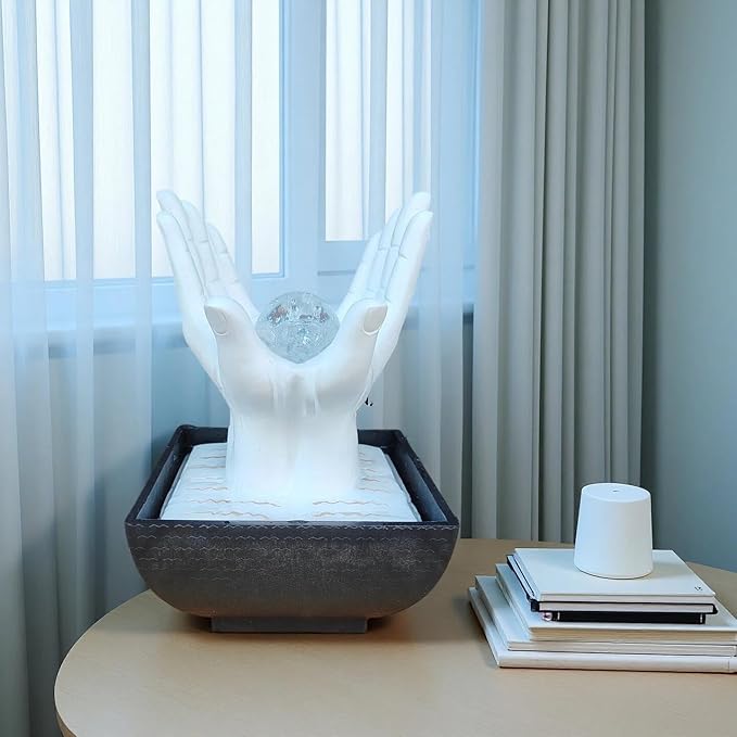 Indoor Water Fountain, Small Water Fountain Indoor, Indoor Water Feature with Desk Waterfall, Zen Table Top Fountains for Home Office Desk Decor, Mini Tabletop Fountains(White) - Bloomnest