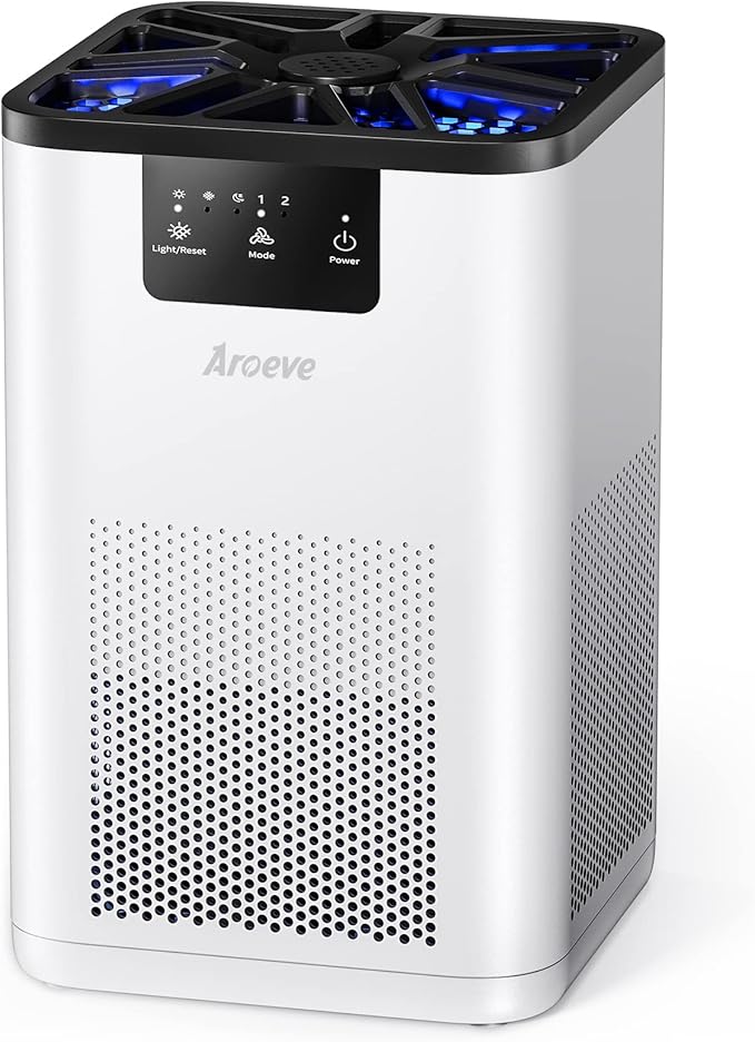 AROEVE Air Purifiers for Bedroom Air Purifier With Aromatherapy Function For Pet Smoke Pollen Dander Hair Smell 20dB Air Cleaner For Bedroom Office Living Room, MK06- White(Available for California) - Bloomnest