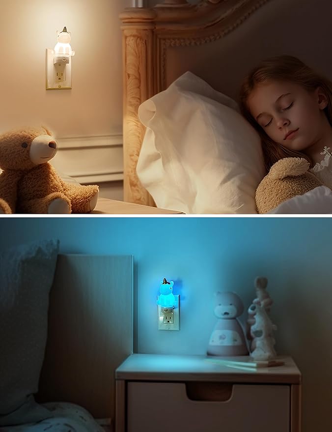 L LOHAS LED Plug-in Night Light for Kids, Cute Color Changing LED Night Light with Dusk to Dawn Sensor, Christmas, Birthday Gift Nightlight for Girls & Kids, Room Decor - Bloomnest
