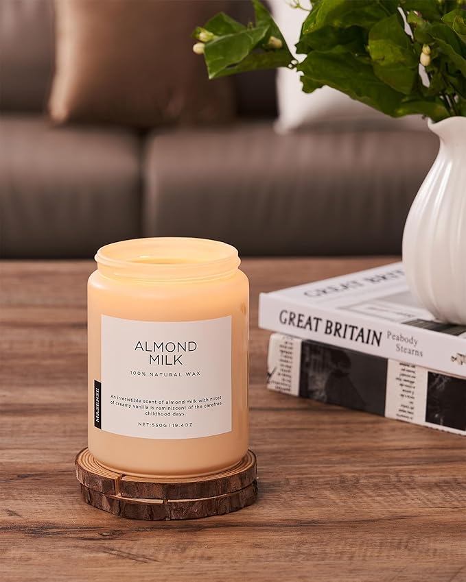 M&SENSE Almond Milk Scented Candles for Home, 19.4oz 110 Hours Long Lasting Non Toxic Natural Organic Soy Wax Relaxing Scented Candle Housewarming Gift for Friends Teachers - Bloomnest