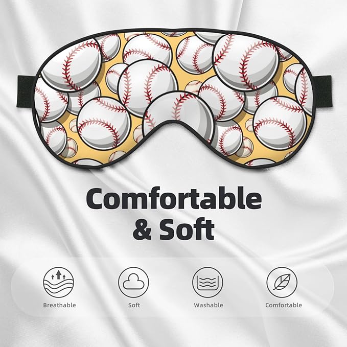 Sleep Eye Mask Baseball Softball Sleep Mask for Women Men Comfortable Eye Mask with Adjustable Strap Soft Eye Cover Blindfold for Travel Yoga Nap Shift Work - Bloomnest