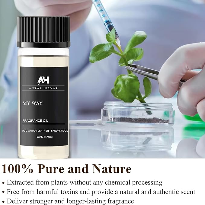 My Way Essential Oil Scent 50ml - Antal Hayat Diffuser Oil - Home Luxury Scents - Lemon, Comforting Sandalwood, Warm Cedarwood & Pretty Iris - Diffuser Oil Blends for Aromatherapy - Bloomnest